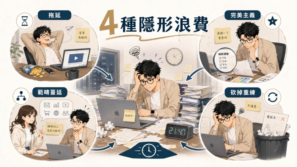 四種隱形工作浪費 (拖延、完美主義等)
