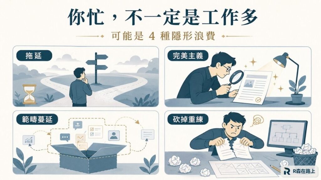 四種隱形工作浪費 (拖延、完美主義等)