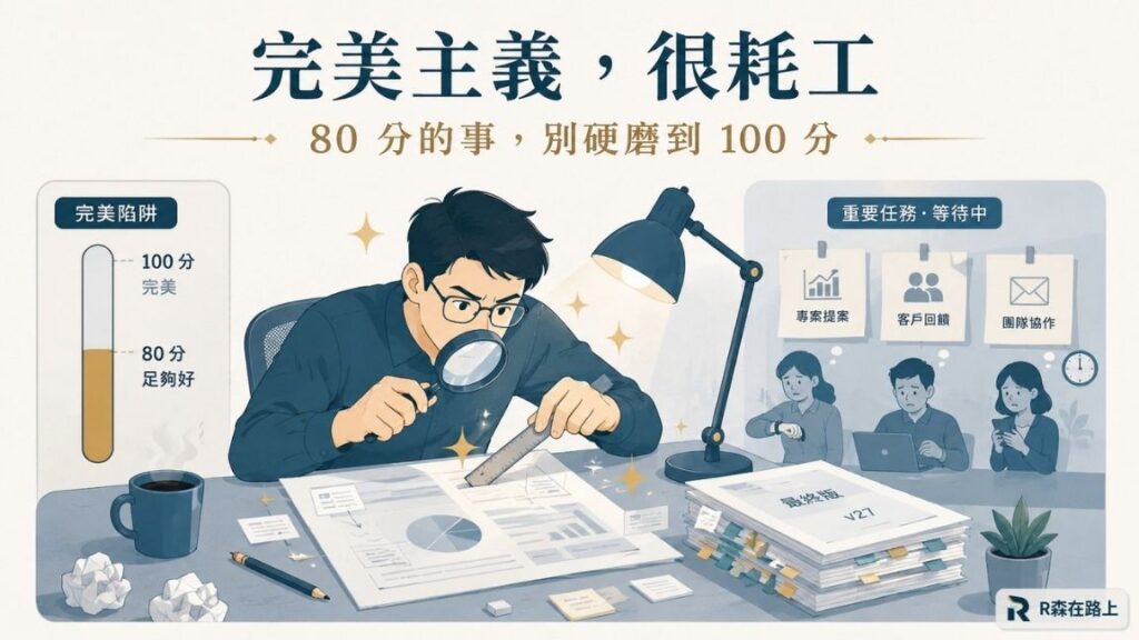 克服完美主義陷阱，職場效率技巧：80分足夠好，別硬磨到100分