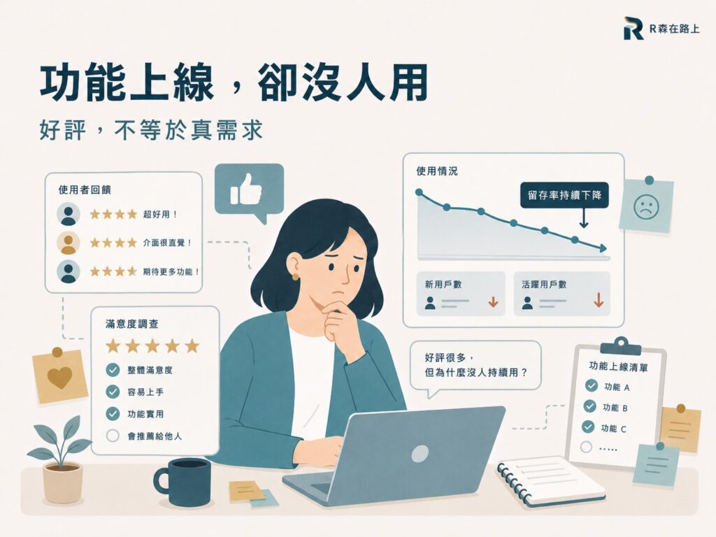 產品功能上線卻沒人使用，解析好評與真實需求的差異