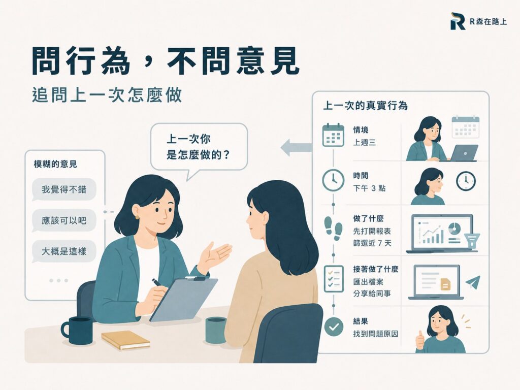 用戶訪談技巧：問行為不問意見，追問上一次怎麼做