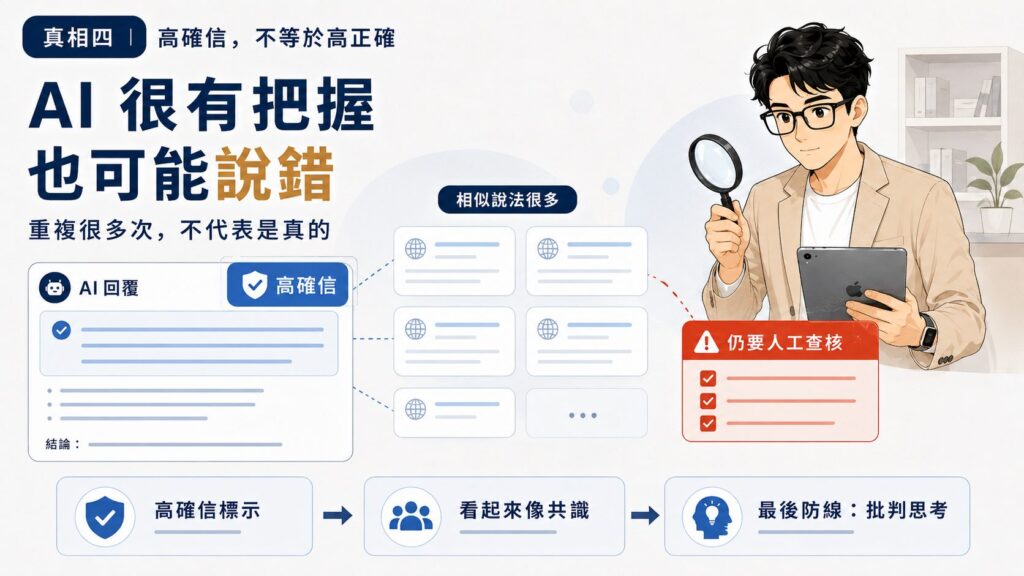 真相四:高確信不等於高正確。圖解 AI 高確信標示與人工查核防線